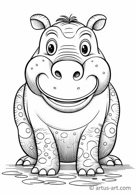 Pagina de colorat cu hipopotamul
